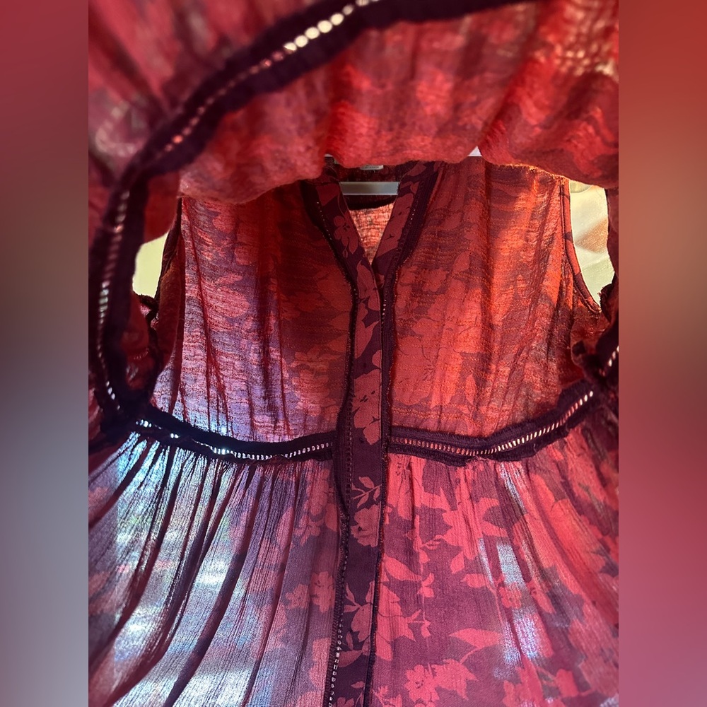 Anthropologie Sleeveless Nia Tunic in Wine Floral - Picture 10 of 12